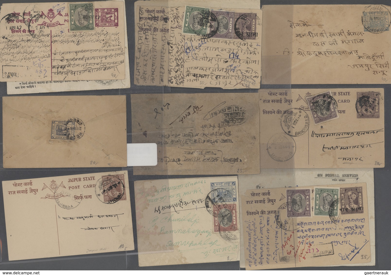 Indien - Feudalstaaten: 1860's-1940's Ca.: Collection Of 95 Covers, Postcards And Postal Stationery - Sonstige & Ohne Zuordnung