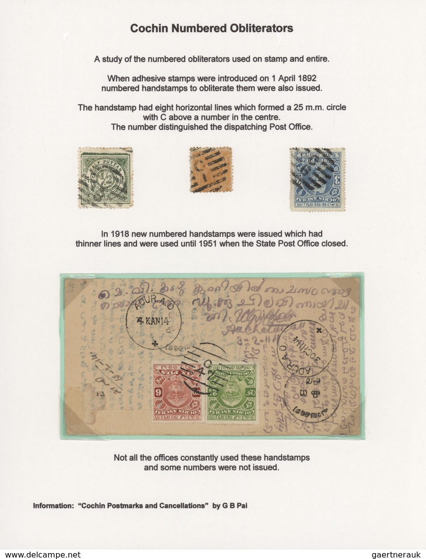 Indien - Feudalstaaten: COCHIN 1892-1949 "CANCELLATIONS": Specialized Collection Of The Various Type - Otros & Sin Clasificación