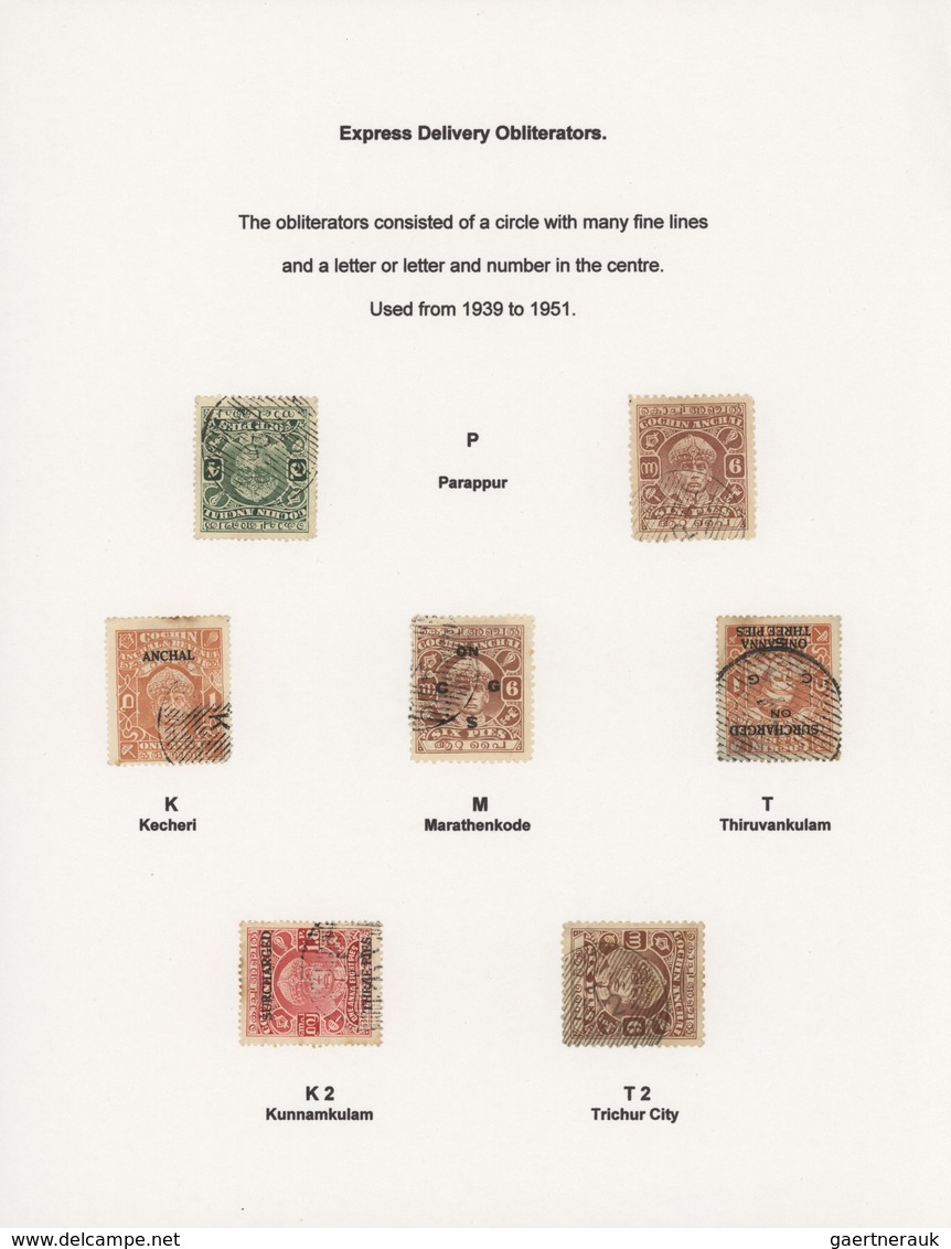 Indien - Feudalstaaten: COCHIN 1892-1949 "CANCELLATIONS": Specialized Collection Of The Various Type - Sonstige & Ohne Zuordnung