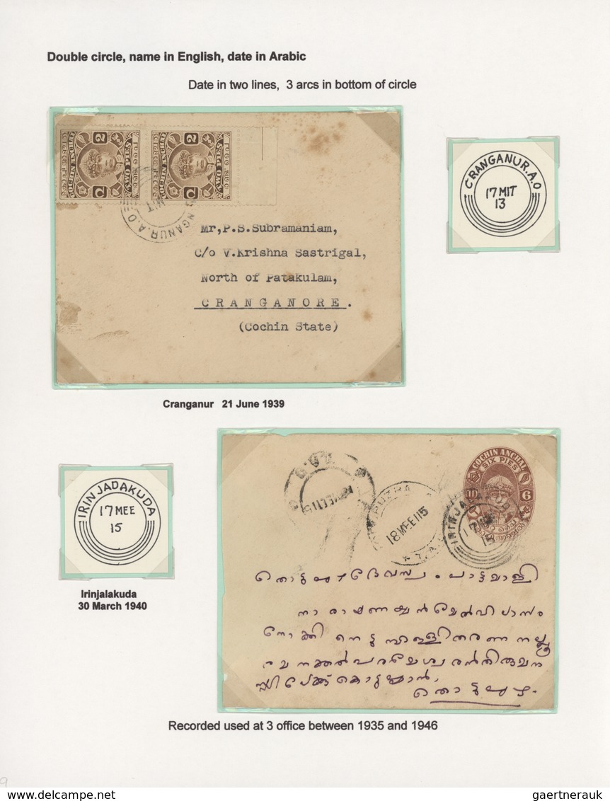 Indien - Feudalstaaten: COCHIN 1892-1949 "CANCELLATIONS": Specialized collection of the various type