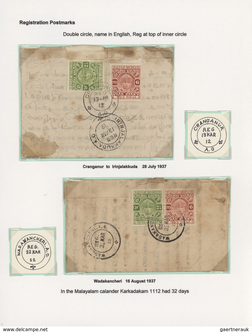 Indien - Feudalstaaten: COCHIN 1892-1949 "CANCELLATIONS": Specialized collection of the various type