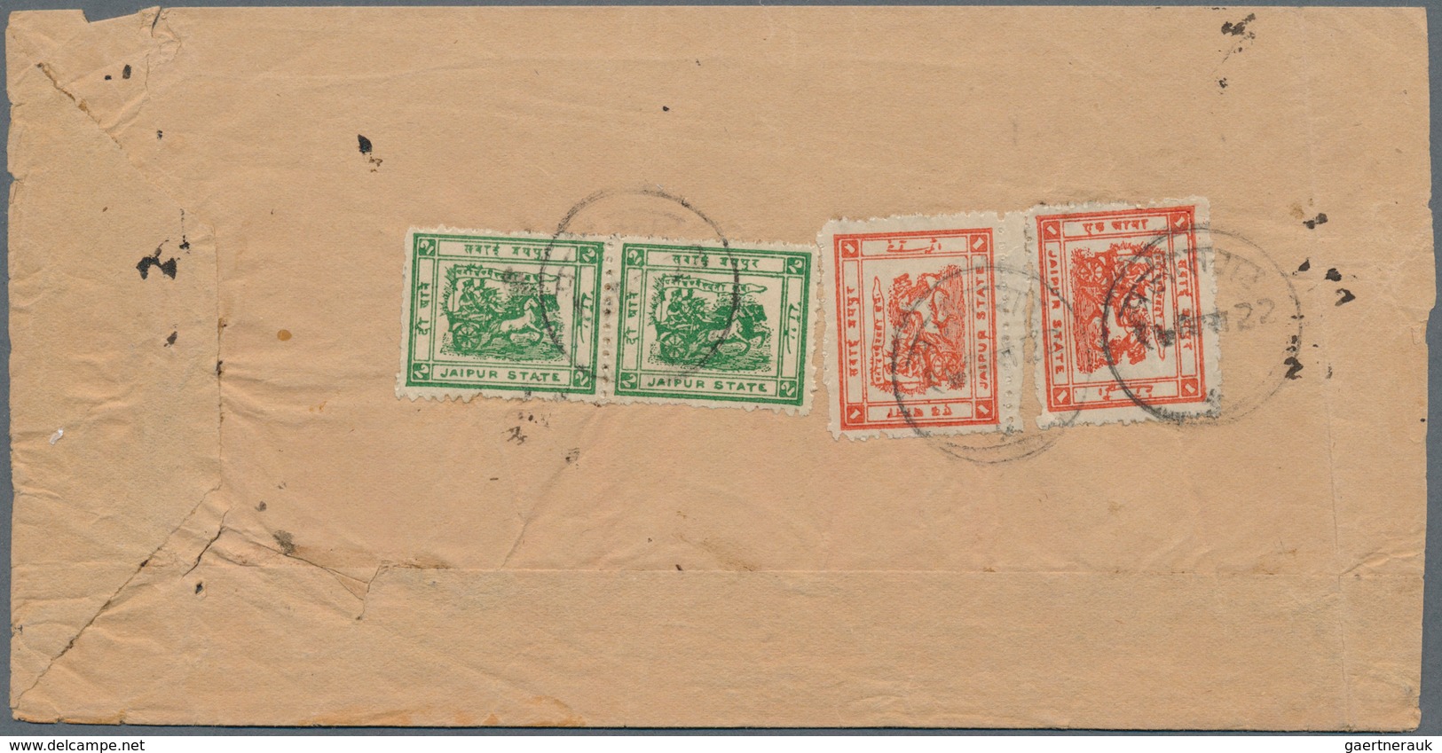 Indien - Feudalstaaten: JAIPUR 1904-28 'Chariot Of The Sun': Five Covers And Two Postal Stationery E - Sonstige & Ohne Zuordnung