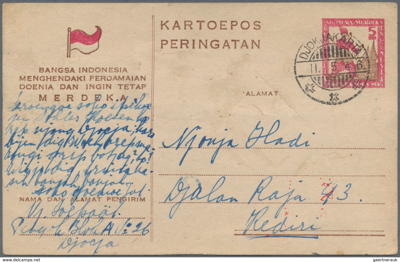 Indonesien: 1949/97 (ca.), stationery envelopes (warkat pos / postblad) specialized stock: 10 S. (mi