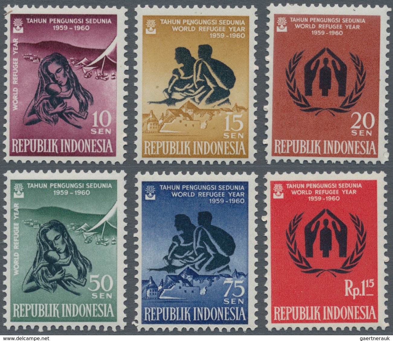 Indonesien: 1960, World Refugee Year Complete Set Of Six In A Lot With Approx. 1.300 Sets Mostly In - Indonesien