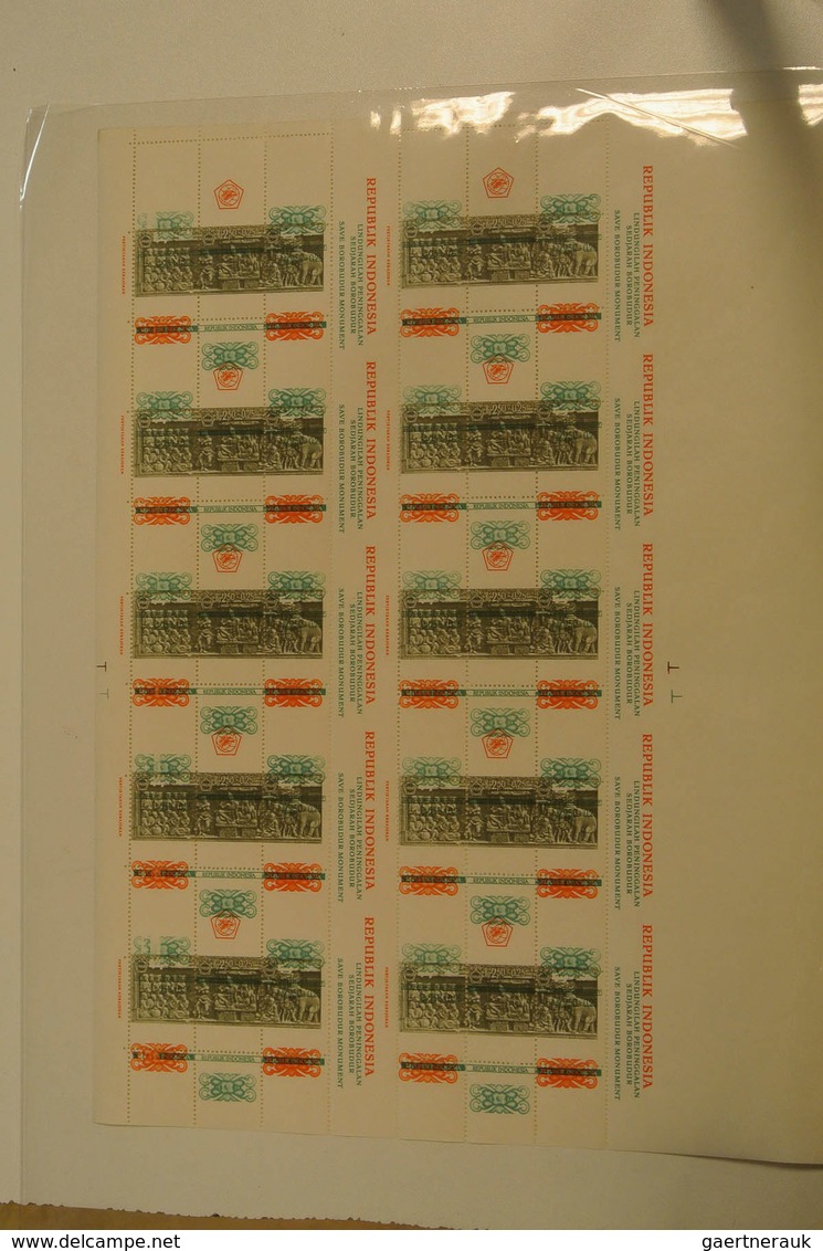 Indonesien: 1967/68: Incredible lot of varieties and proofs, uncut sheets of 6/8/10 sheetlets incl.