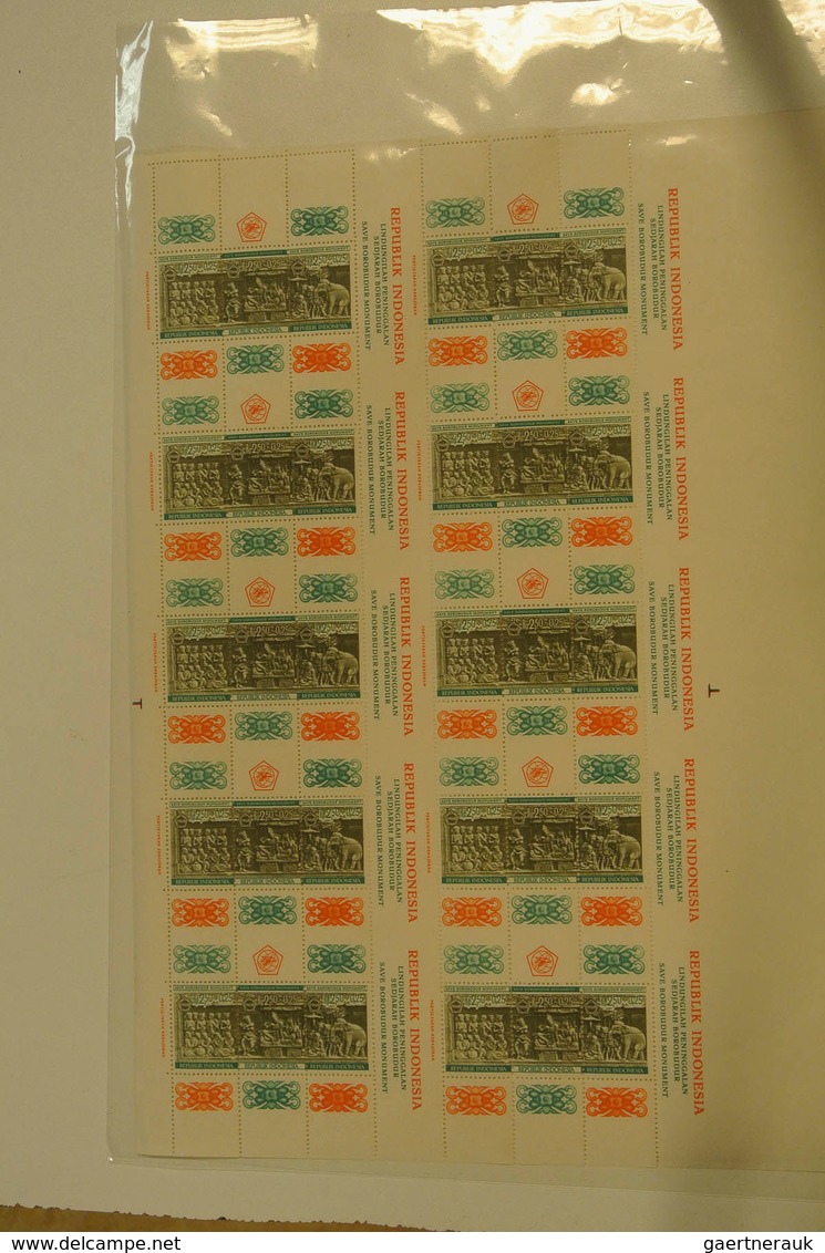 Indonesien: 1967/68: Incredible lot of varieties and proofs, uncut sheets of 6/8/10 sheetlets incl.