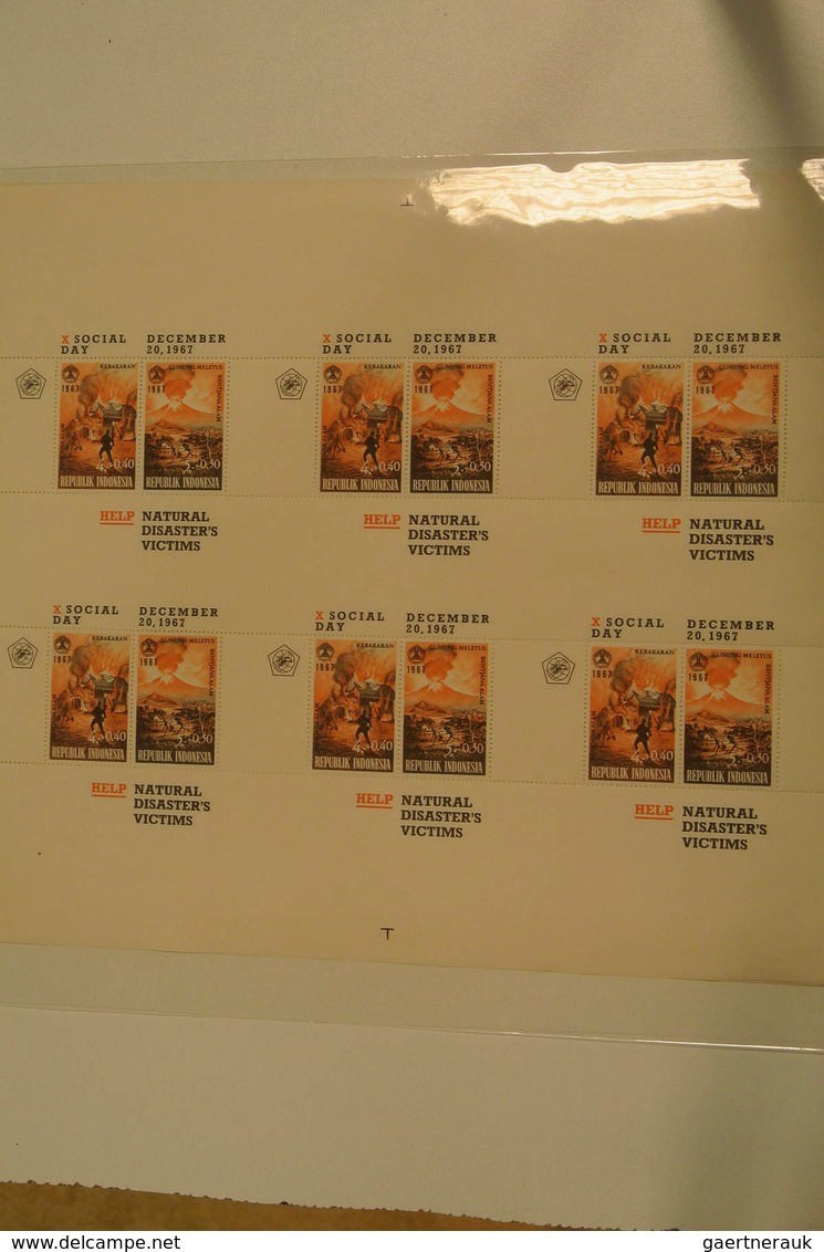 Indonesien: 1967/68: Incredible lot of varieties and proofs, uncut sheets of 6/8/10 sheetlets incl.