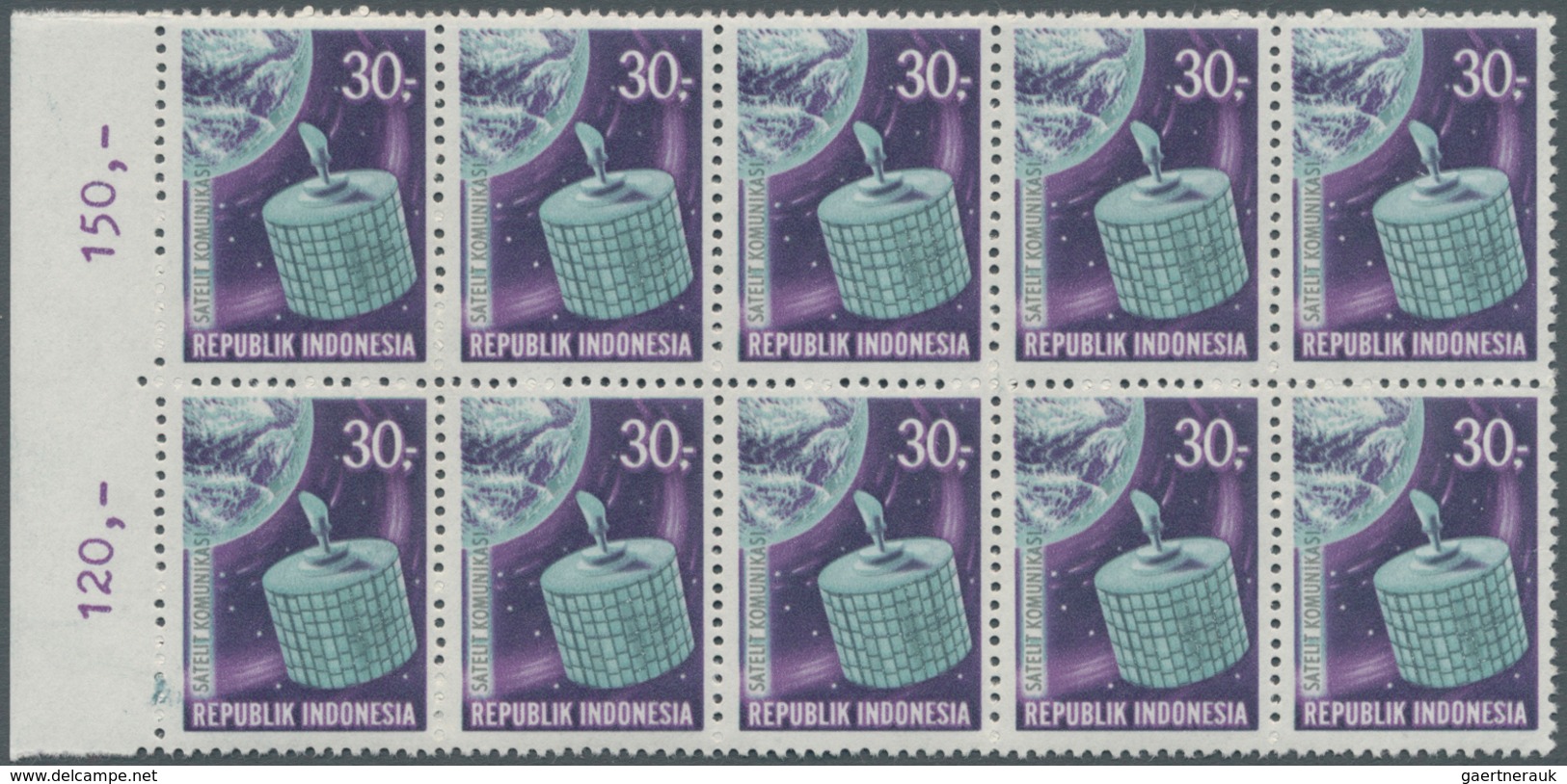 Indonesien: 1969, Satellite Communication 30r. With Variety GREY Instead Of Red Printing In A Lot Wi - Indonesien