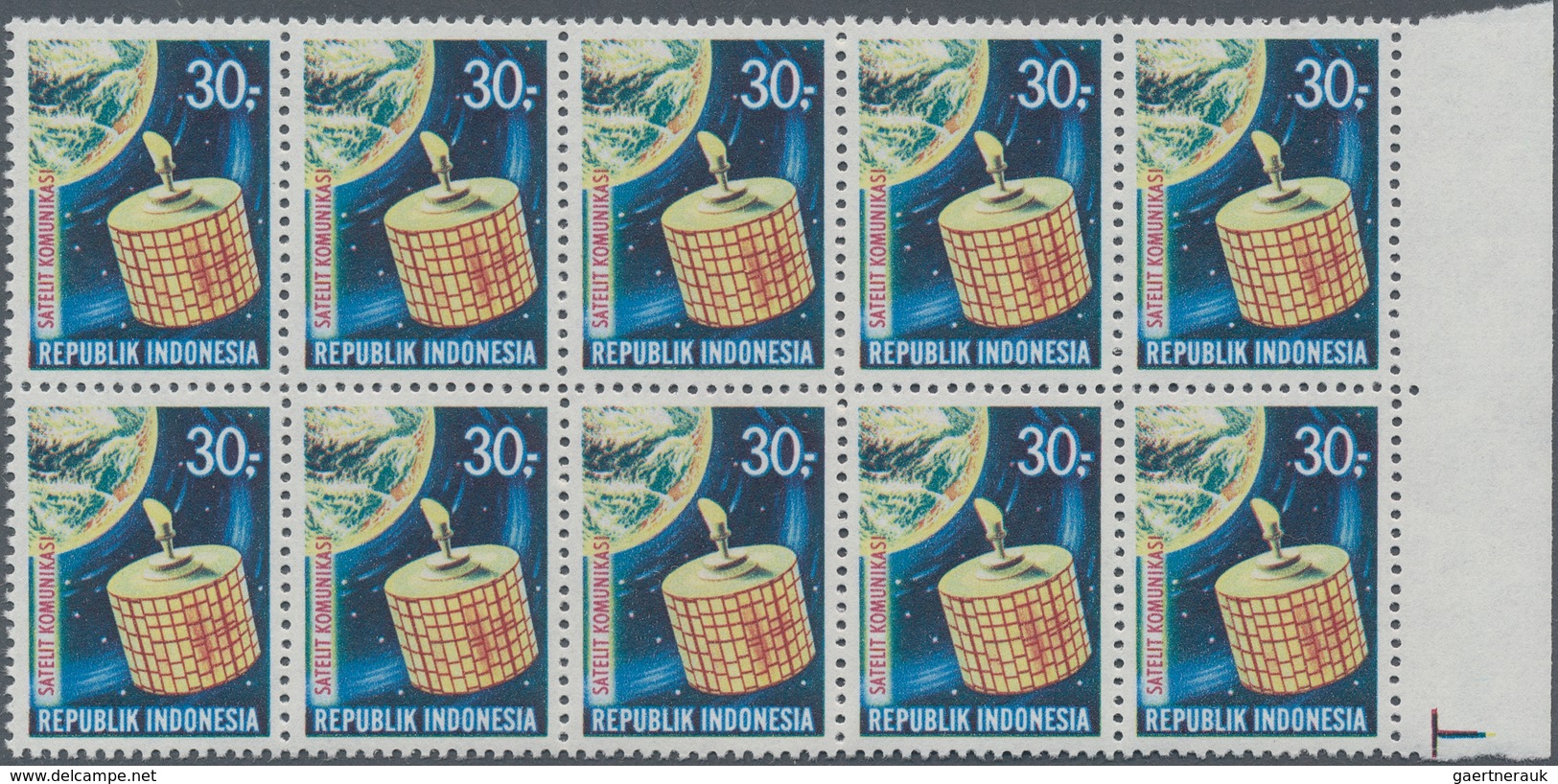 Indonesien: 1969, Satellite Communication 30r. With Wrong Coloured Background In BLUE Instead Of Vio - Indonesien