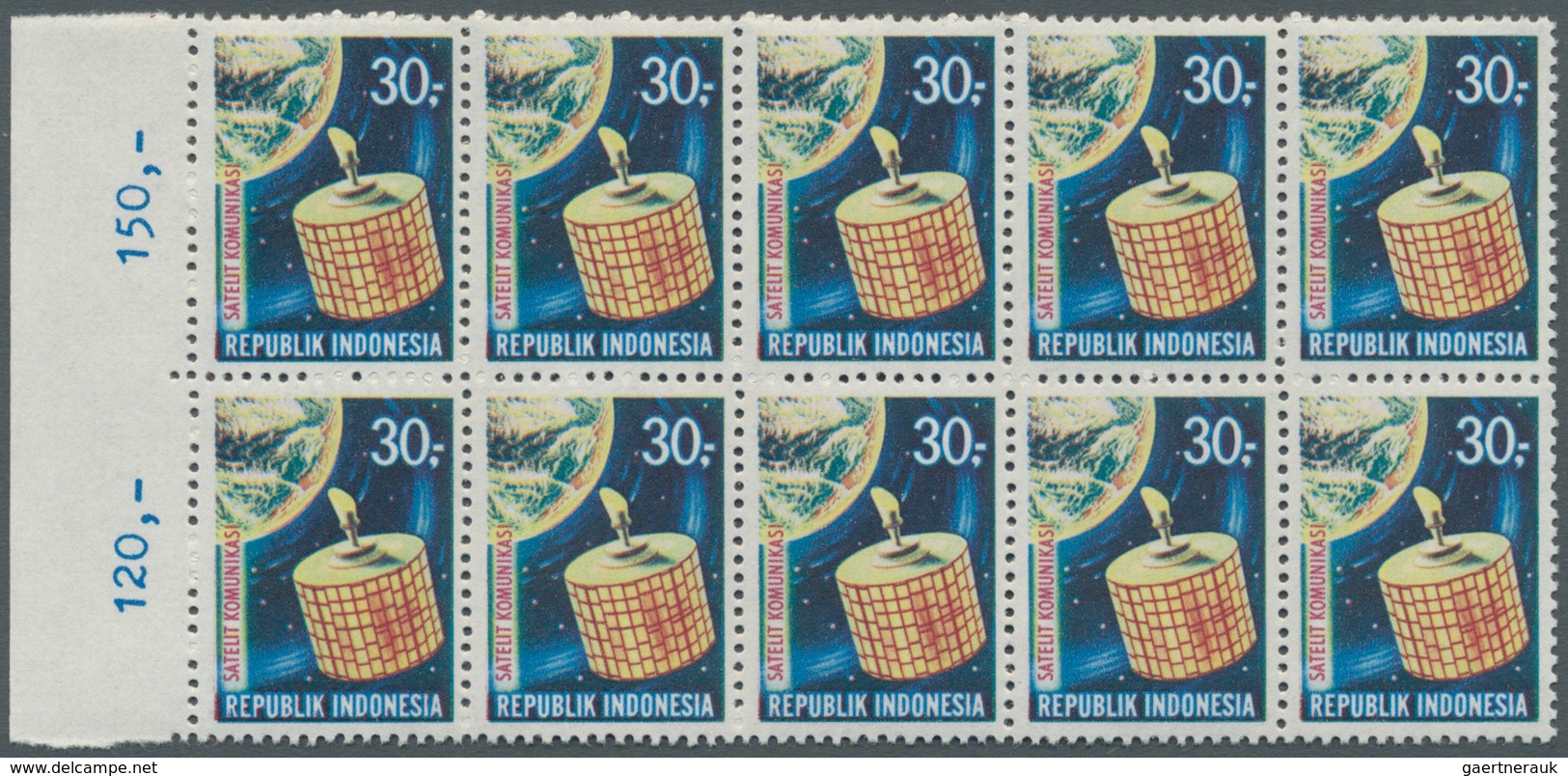 Indonesien: 1969, Satellite Communication 30r. With Wrong Coloured Background In BLUE Instead Of Vio - Indonesien