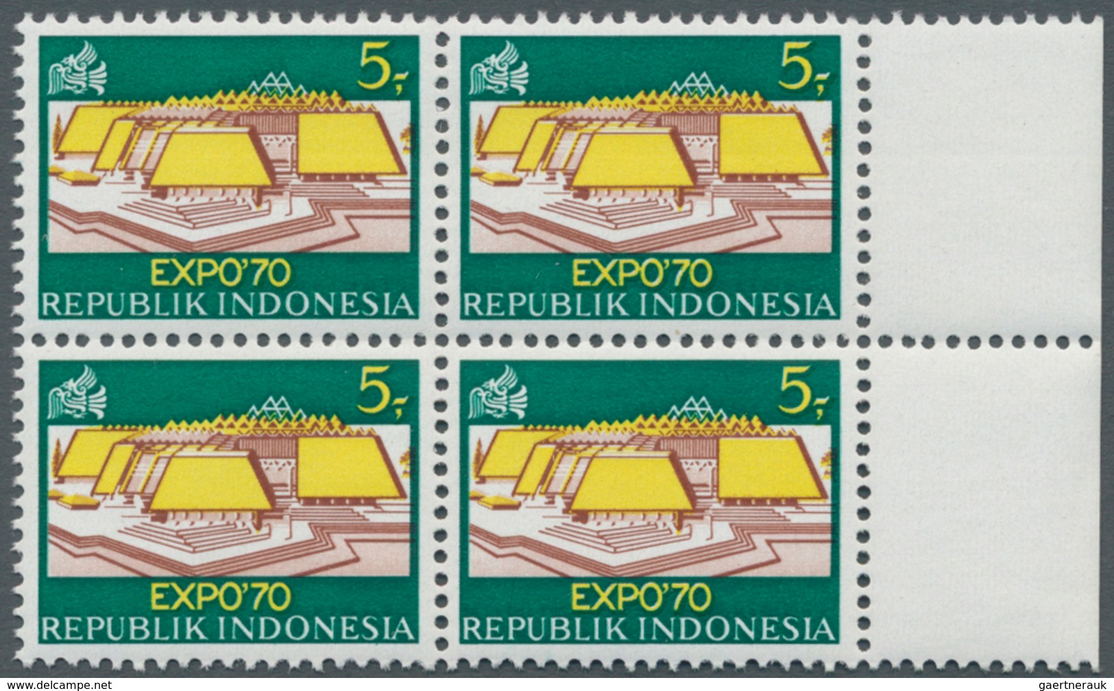 Indonesien: 1970, EXPO’70 In Osaka 5r. ‚Indonesia Pavillon‘ With ERROR ‚wrong Coloured Background In - Indonesien