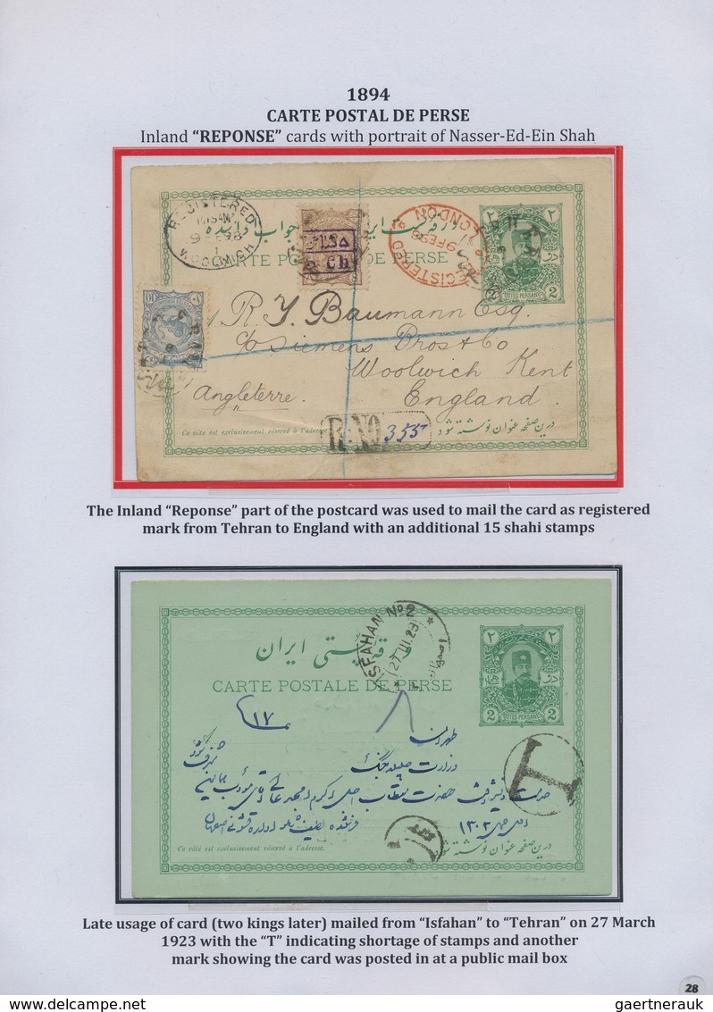 Iran: 1878-1925, "PERSIAN POSTAL STATIONERY IN THE QAJAR PERIOD" Exhibition Collection On 128 Pages - Iran