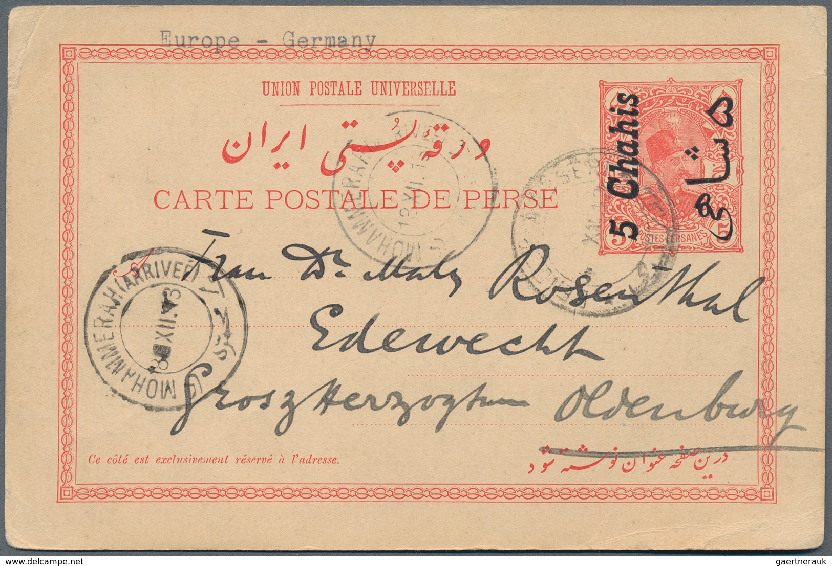 Iran: 1881/1940 (ca.), Lot Of Seven Genuin Used Postal Stationaries, Run With Authentic Messages. Th - Iran