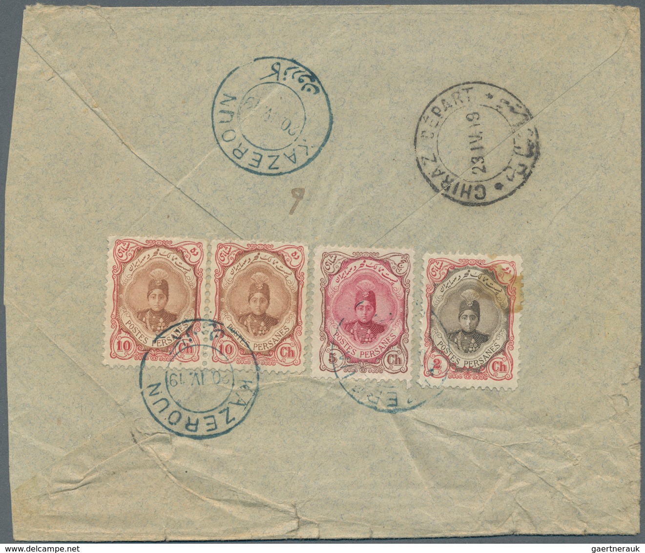 Iran: 1890/1932 (ca.), Seven Interesting Domestic Mail Covers Beginning With A 5 Ch. "lion" Single F - Iran