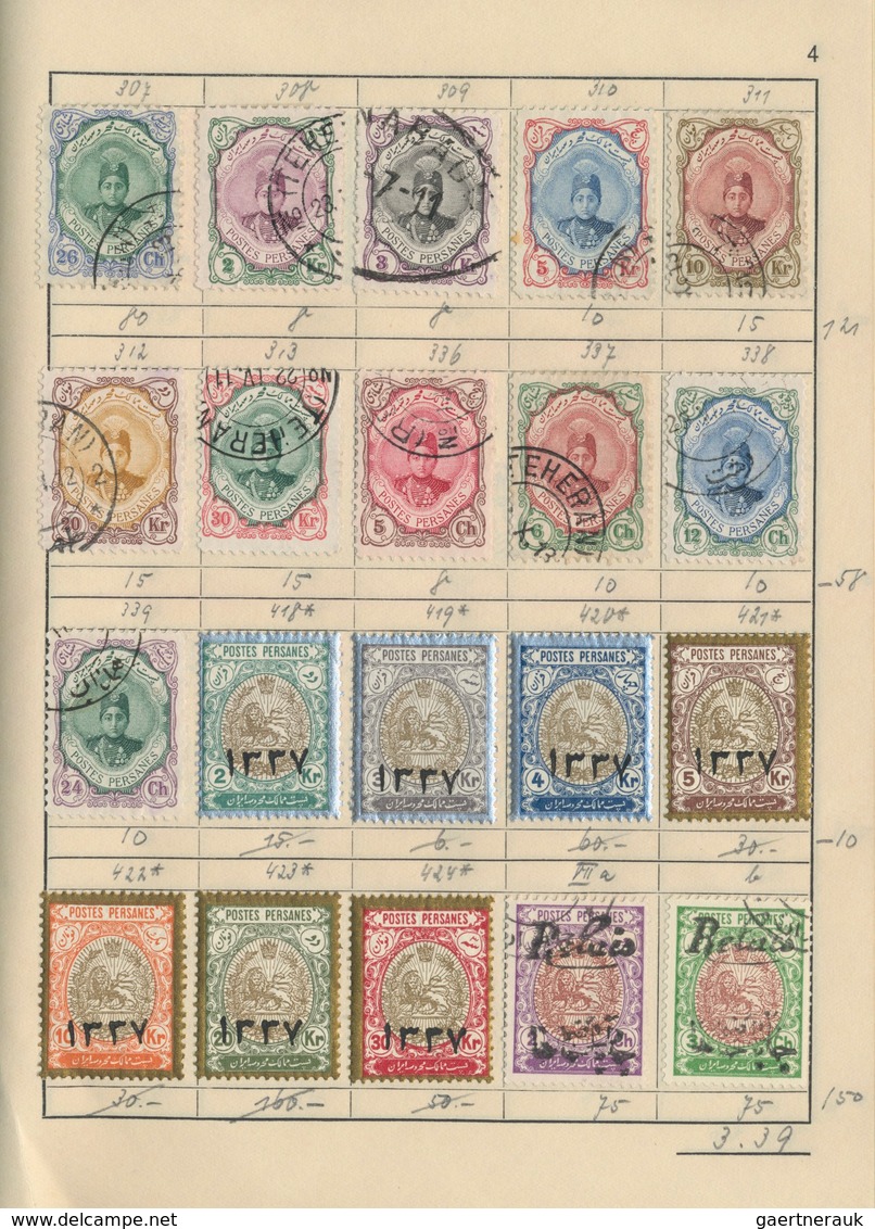 Iran: 1890/1950 (ca.), Assortment Of Apprx. 380 Mint And Used Stamps In An Uncirculated Approval Boo - Iran