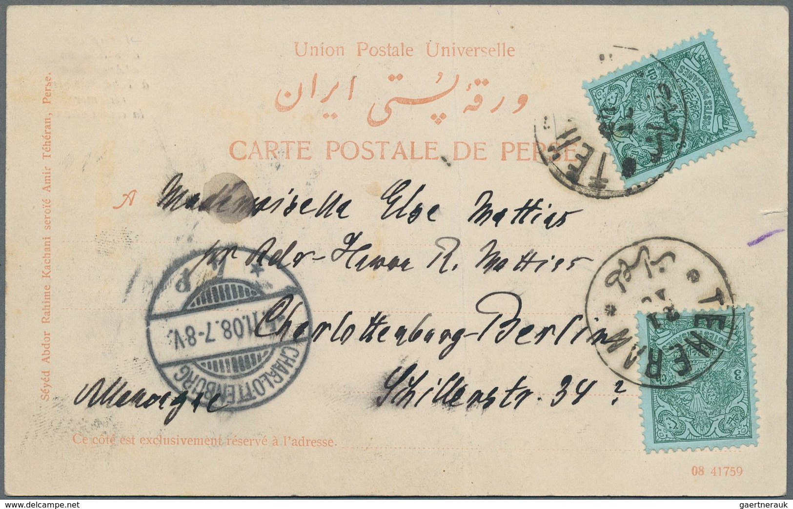 Iran: 1891/1908, Group Of Nine Entires (covers, Ppc And Used Stationeries With Comprehensive Message - Iran