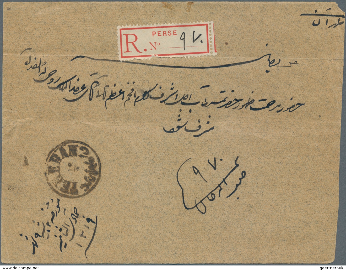 Iran: 1899, Mozzafar-edin Shah 1 K., Single Franking On Three Registered Covers. Some Bends And Shor - Iran