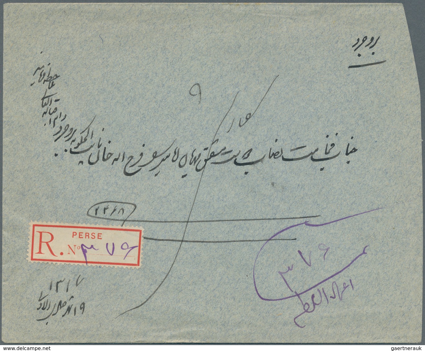 Iran: 1899, Mozzafar-edin Shah 1 K., Single Franking On Three Registered Covers. Some Bends And Shor - Iran