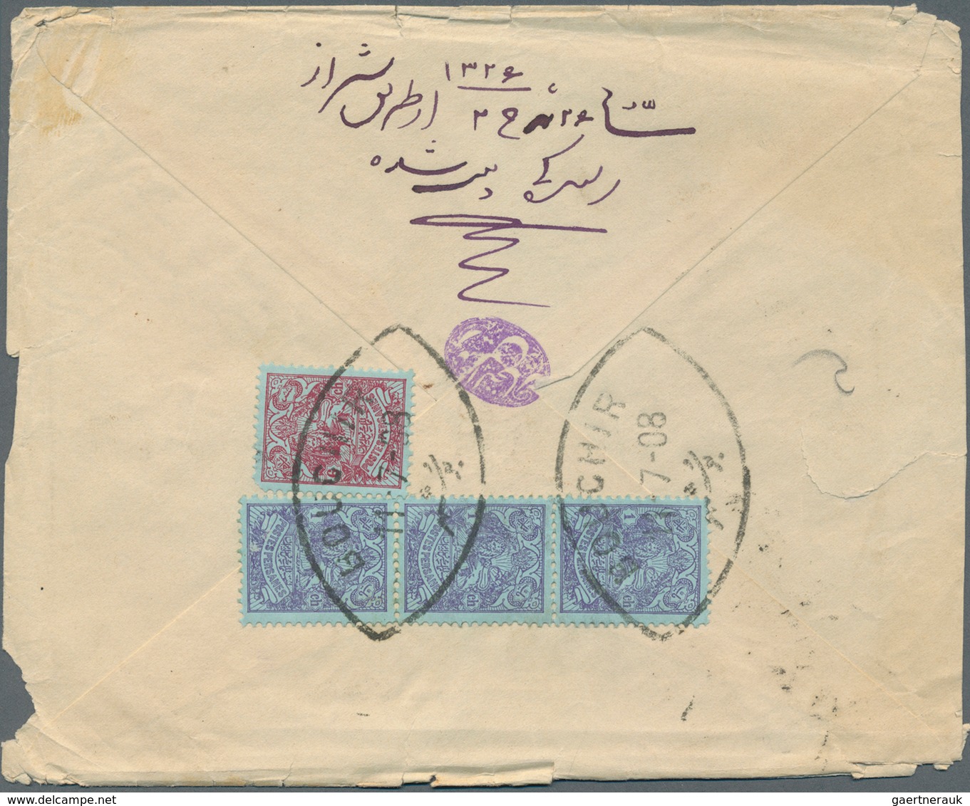 Iran: 1907/1908 (ca.), Six Interesting Covers With Frankings Of The "coat Of Arms - Lion" Issue, F.e - Iran