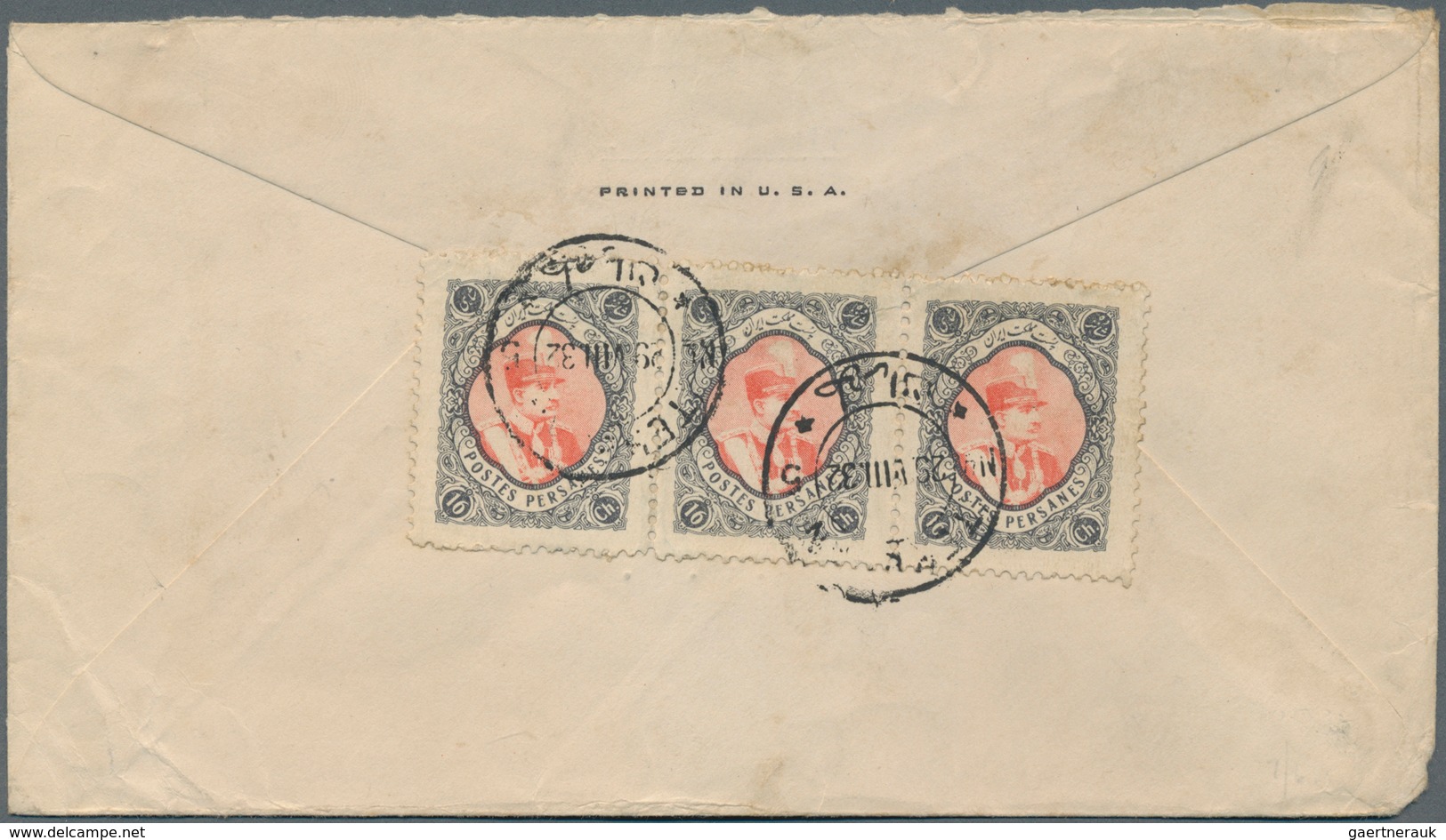 Iran: 1932, Definitives Reza Shah Pahlavi, Three Covers Foreign Mail With Stripes Of Three: 9, 10 An - Iran