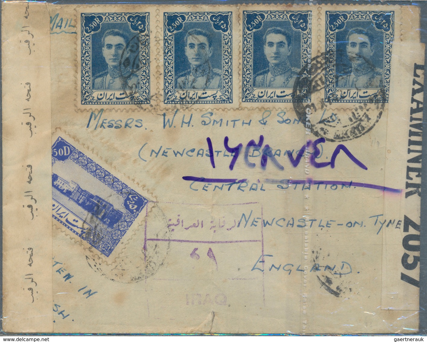 Iran: 1942/1945 (ca.), Six Covers With Franking Definitives 1942 To England Via Iraq, Opend And Cens - Iran