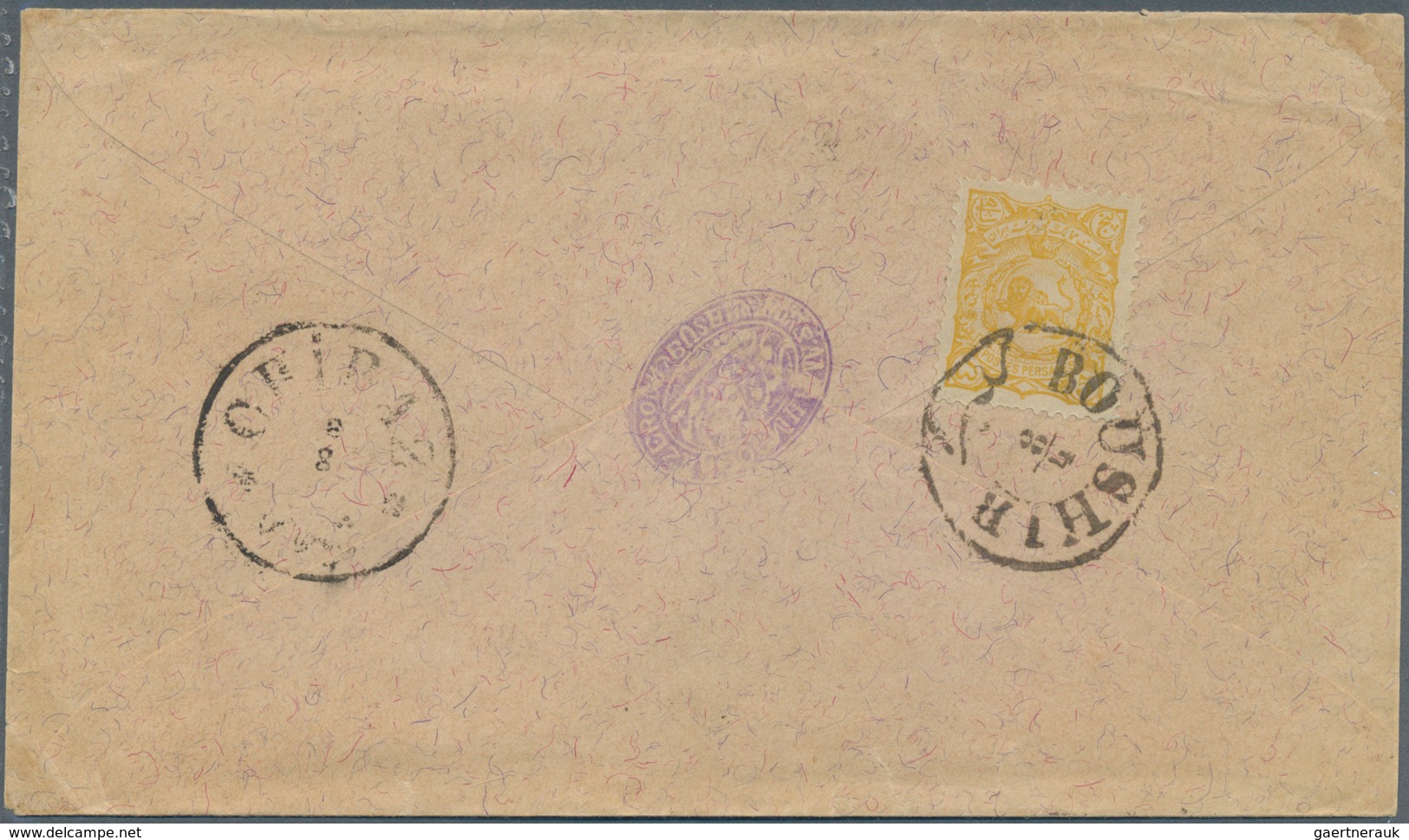 Iran: 1984/1907, lot of nine covers with "lion" definitives, domestic mail with four single franking