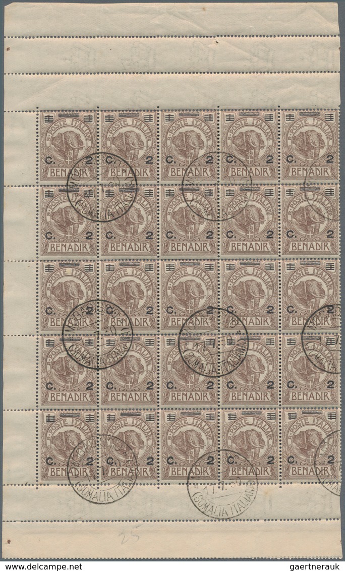 Italienisch-Somaliland: 1926, Group Of More Than 200 Stamps As Multiples Including Postage 2c On 1b - Somalia