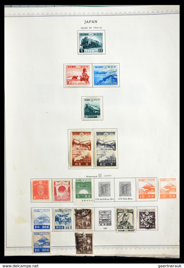 Japan: 1874-1966: Very well filled, mint hinged and used collection Japan 1874-1966 in Minkus album,