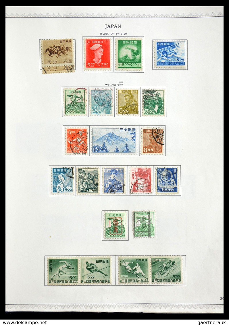 Japan: 1874-1966: Very well filled, mint hinged and used collection Japan 1874-1966 in Minkus album,