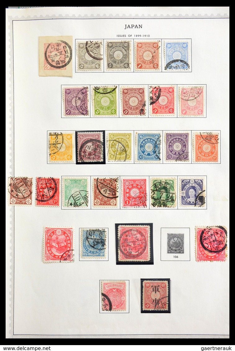 Japan: 1874-1966: Very well filled, mint hinged and used collection Japan 1874-1966 in Minkus album,