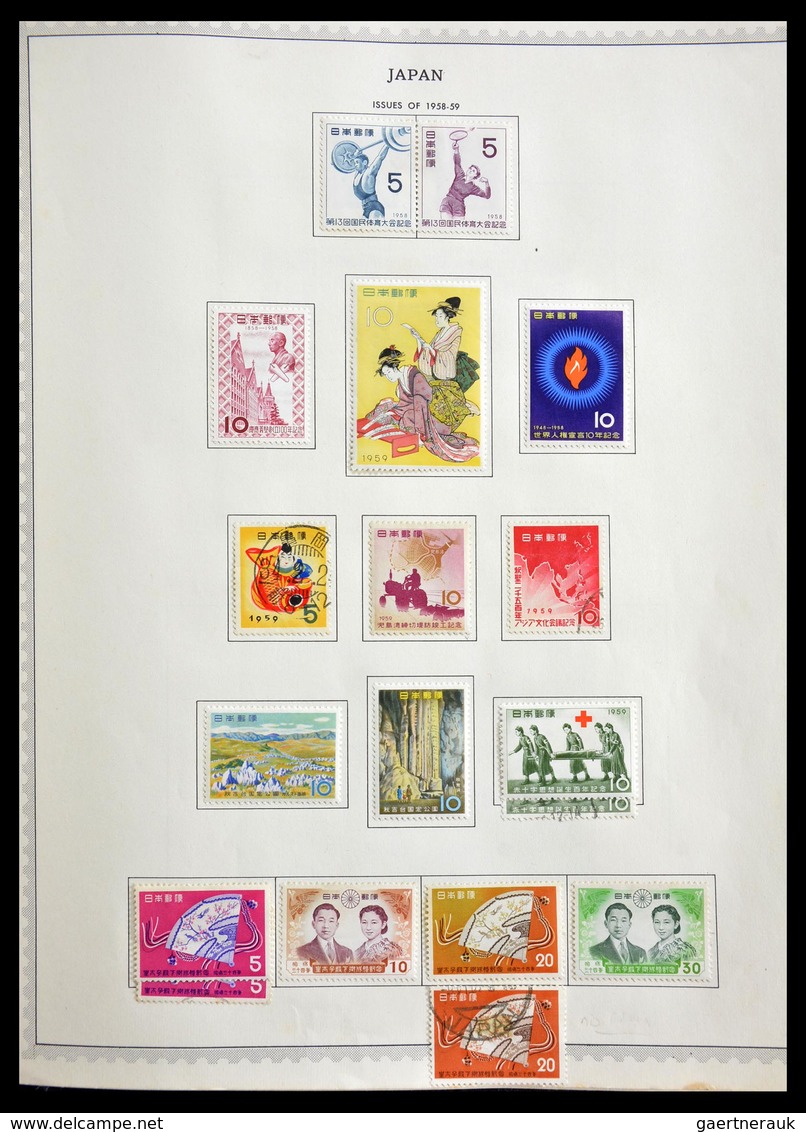 Japan: 1874-1966: Very well filled, mint hinged and used collection Japan 1874-1966 in Minkus album,