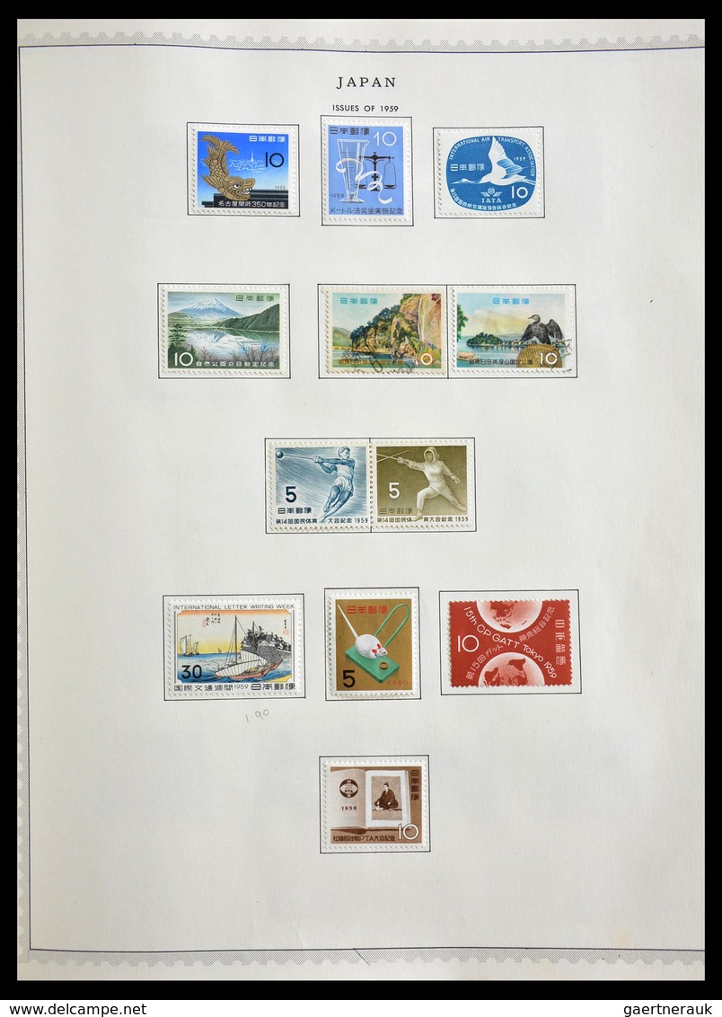 Japan: 1874-1966: Very well filled, mint hinged and used collection Japan 1874-1966 in Minkus album,