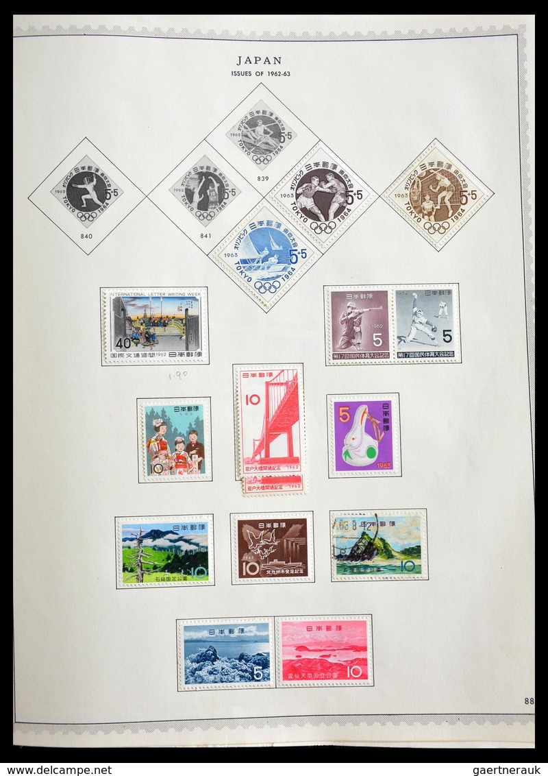 Japan: 1874-1966: Very well filled, mint hinged and used collection Japan 1874-1966 in Minkus album,