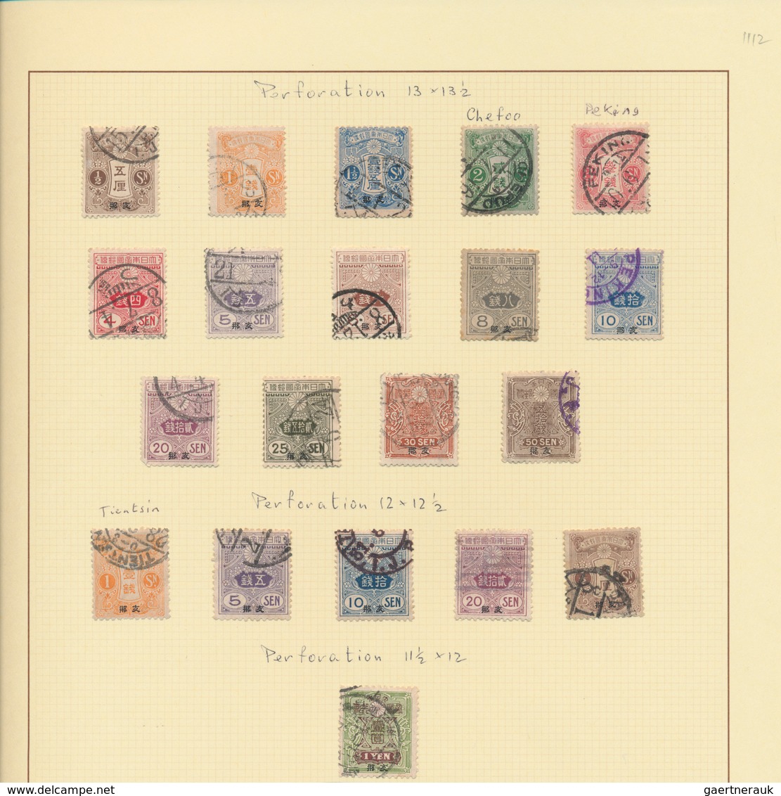 Japanische Post in China: 1876/1932 (ca.), used collection on pages inc. forerunners, 1899/1907 to 1