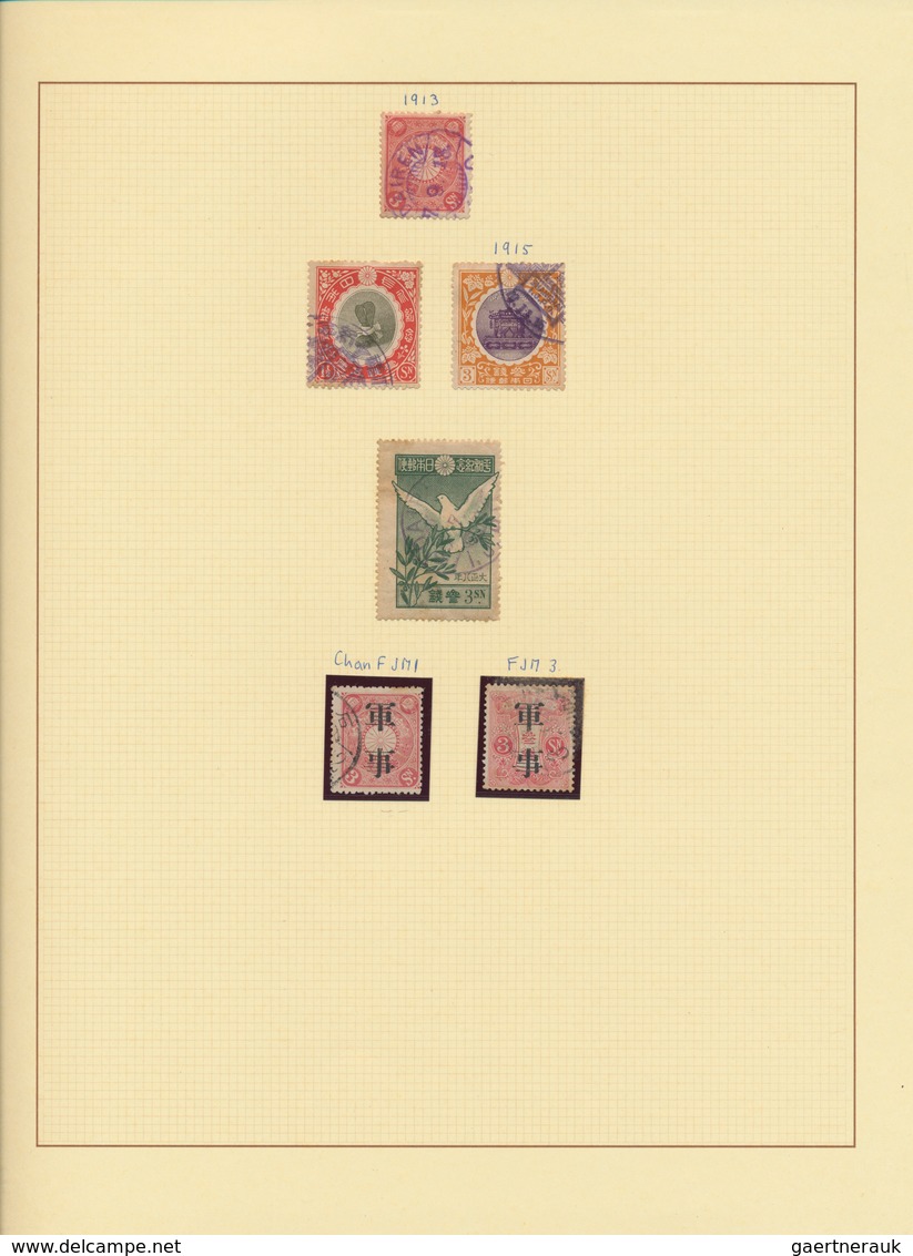 Japanische Post in China: 1876/1932 (ca.), used collection on pages inc. forerunners, 1899/1907 to 1