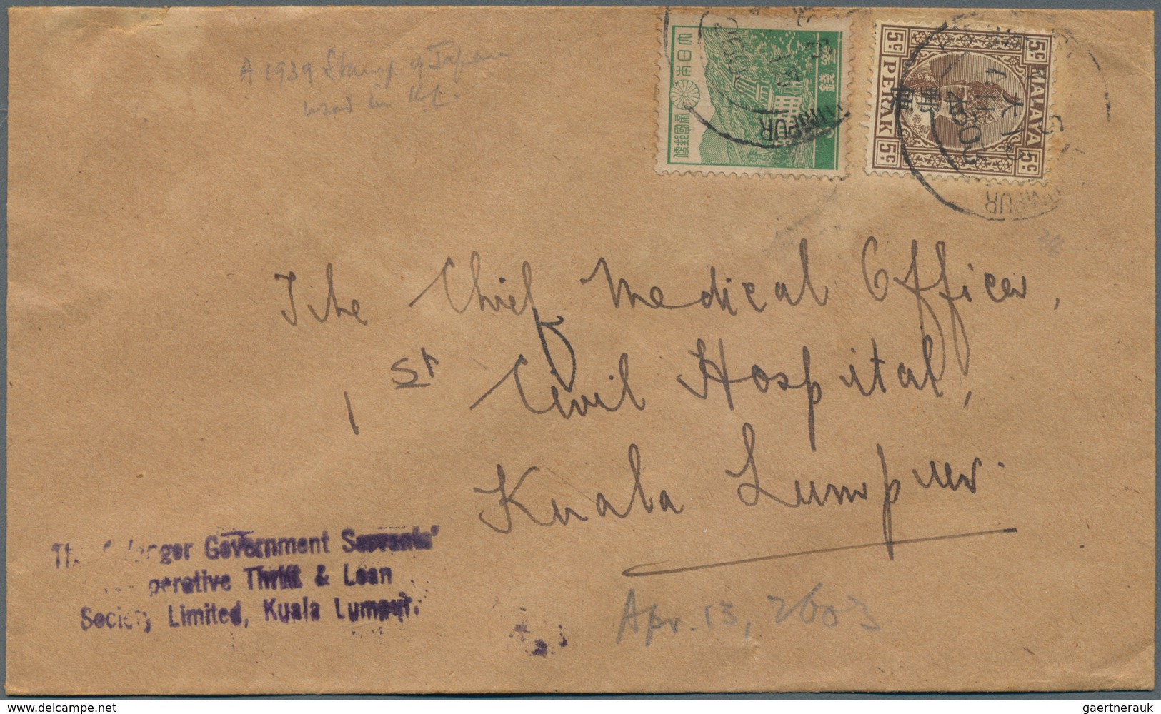 Japanische Besetzung  WK II - Malaya: 1942/45, covers/used stationery (13) used Malacca, Kulim, Pena