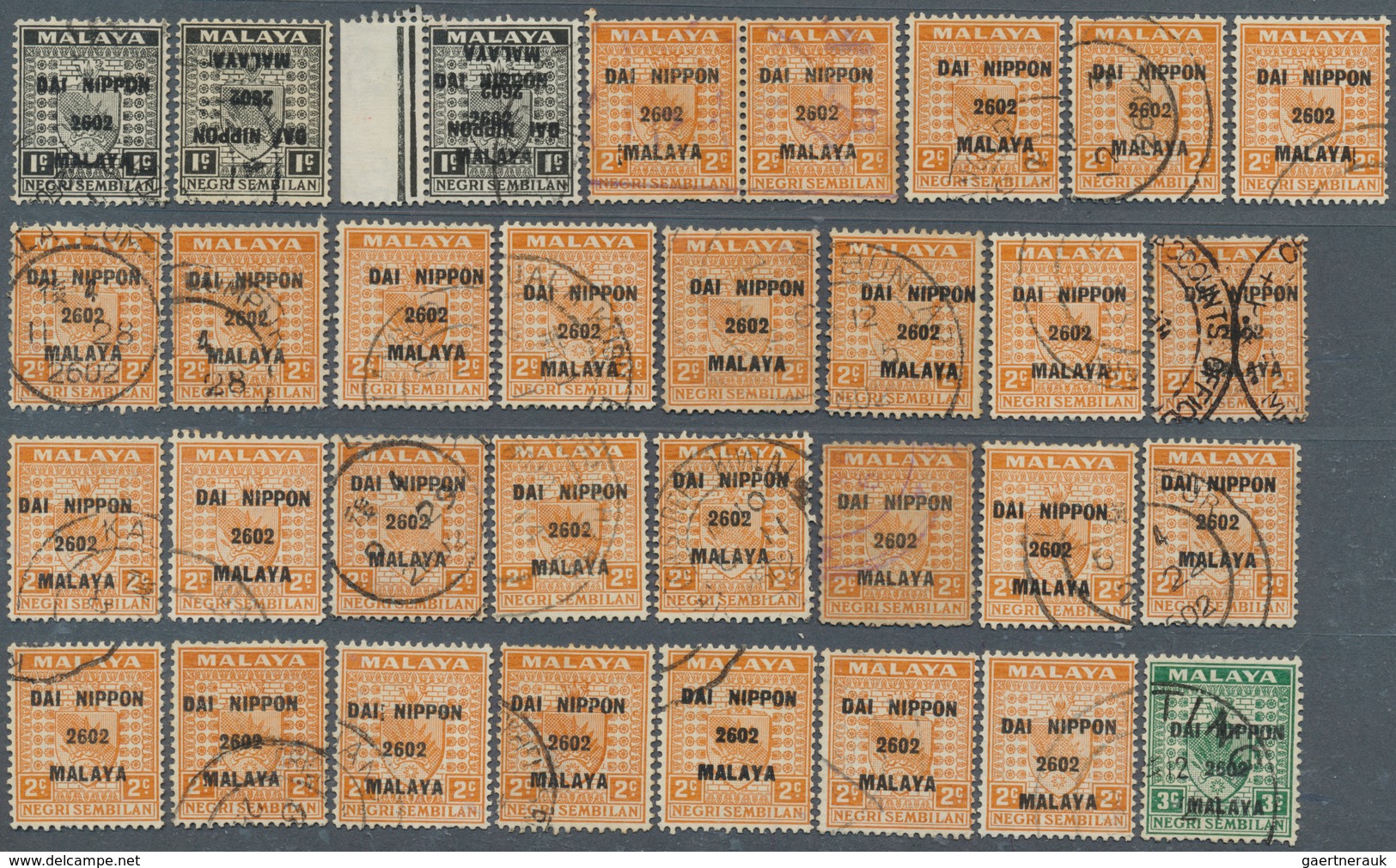 Japanische Besetzung  WK II - Malaya: General Issues, Negri Sembilan, 1942, Ovpts. T16 Resp. T2 Used - Malaysia (1964-...)