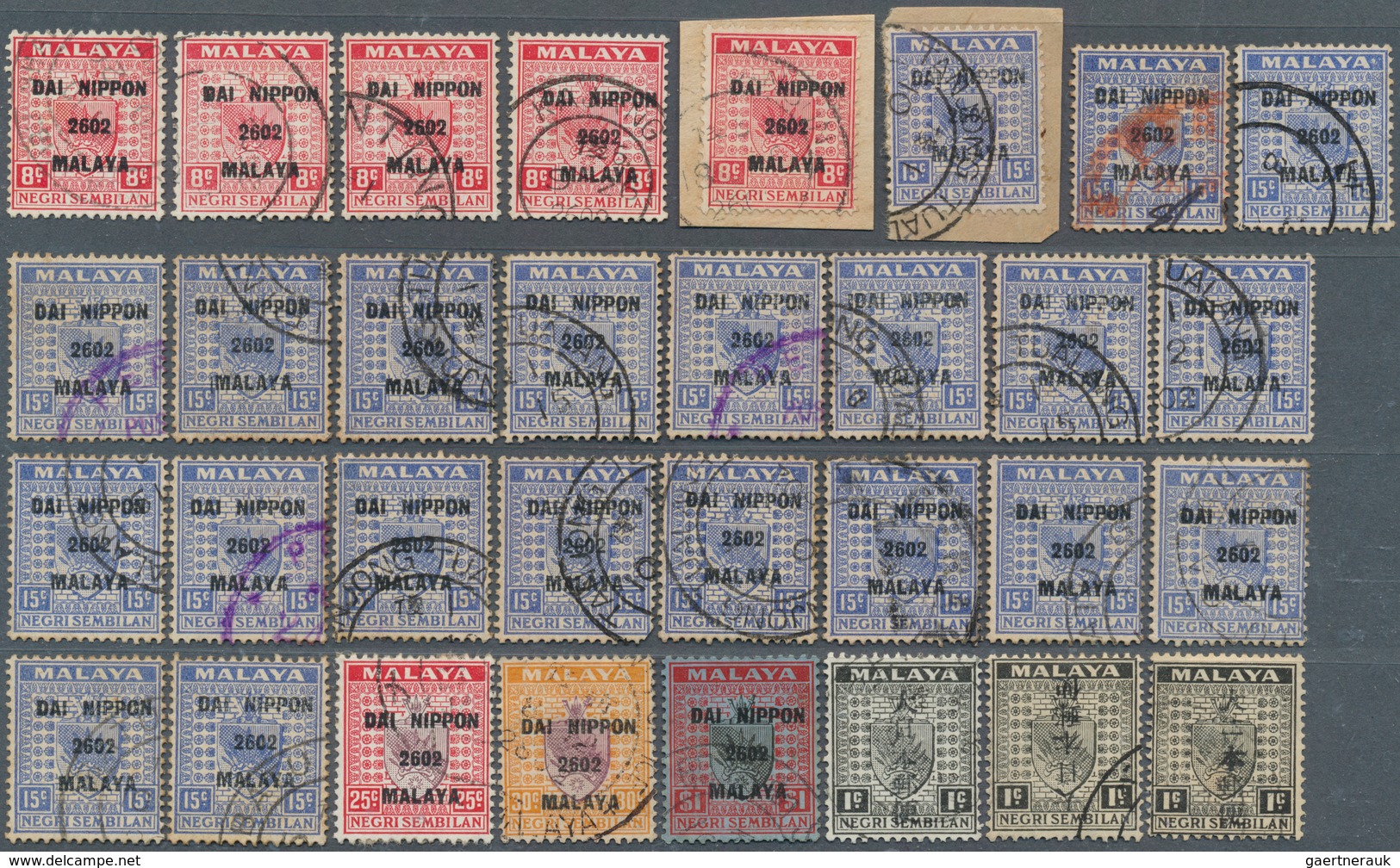 Japanische Besetzung  WK II - Malaya: General Issues, Negri Sembilan, 1942, Ovpts. T16 Resp. T2 Used - Malaysia (1964-...)