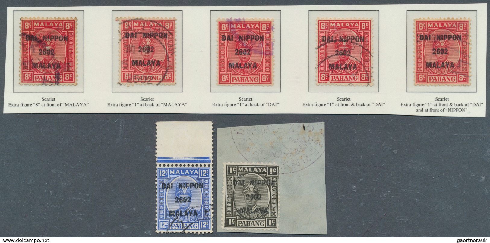 Japanische Besetzung  WK II - Malaya: General Issues, Pahang, 1942, Ovpts. T16 Resp. T2 Mint And Use - Malaysia (1964-...)