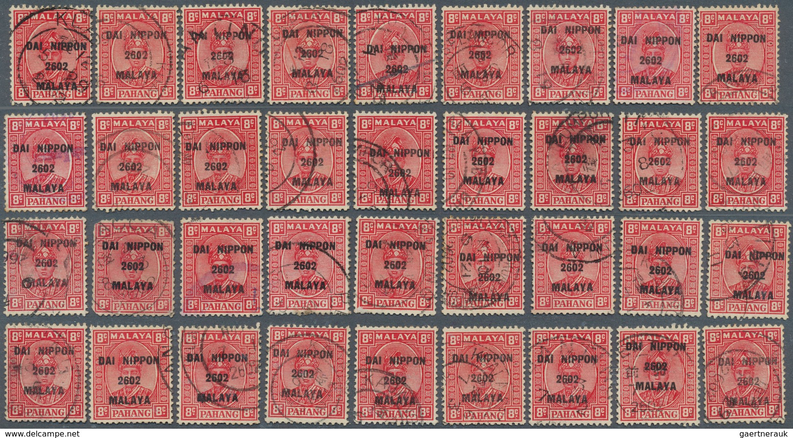 Japanische Besetzung  WK II - Malaya: General issues, Pahang, 1942, ovpts. T16 resp. T2 mint and use