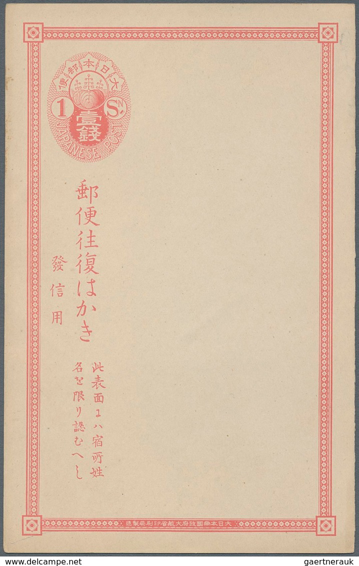 Japan - Ganzsachen: 1874/1922, mint and used old-time collection. Inc. uprates, used foreign, severa