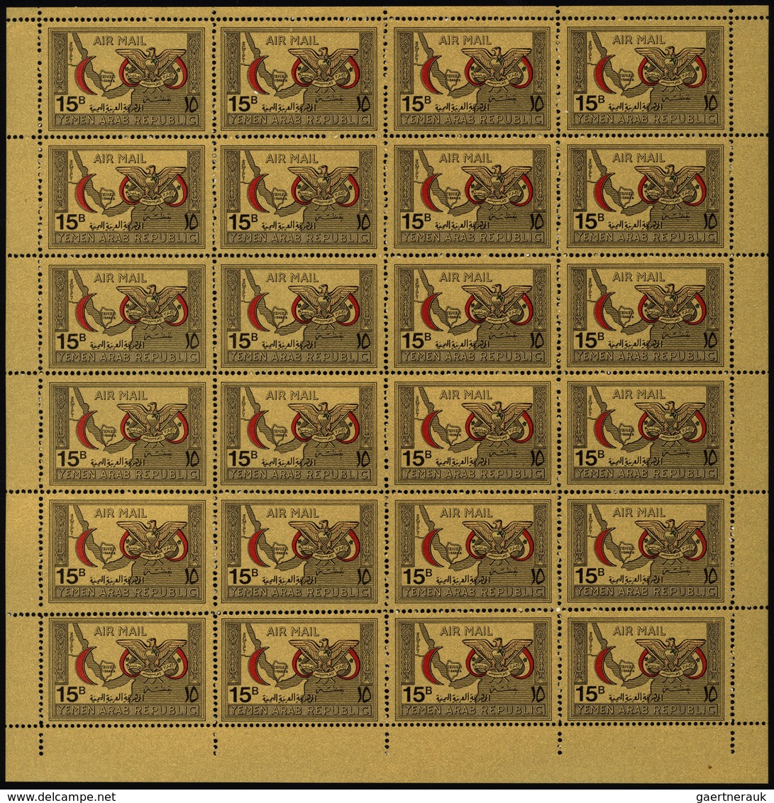 Jemen: 1968, U/m Assortment Of Complete Sets Within Complete Sheets: Michel Nos. 719/21, 727/29, 734 - Jemen