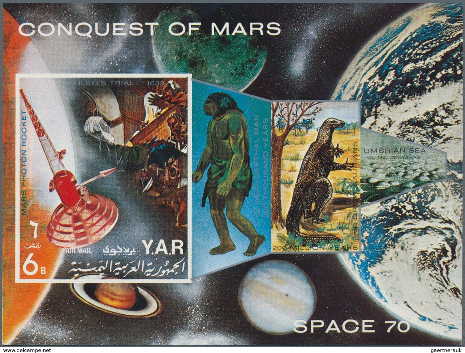 Jemen: 1971, Conquest Of The Mars (Space Projects) Perf. Miniature Sheet 6b. 'Daedalus, Spaceship An - Jemen