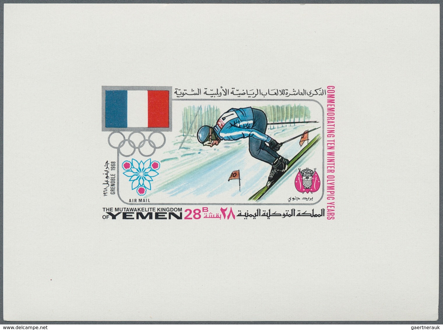 Jemen - Königreich: 1968, Winter OLYMPICS 1924-1968 'National flags and venues' complete set of 11 d