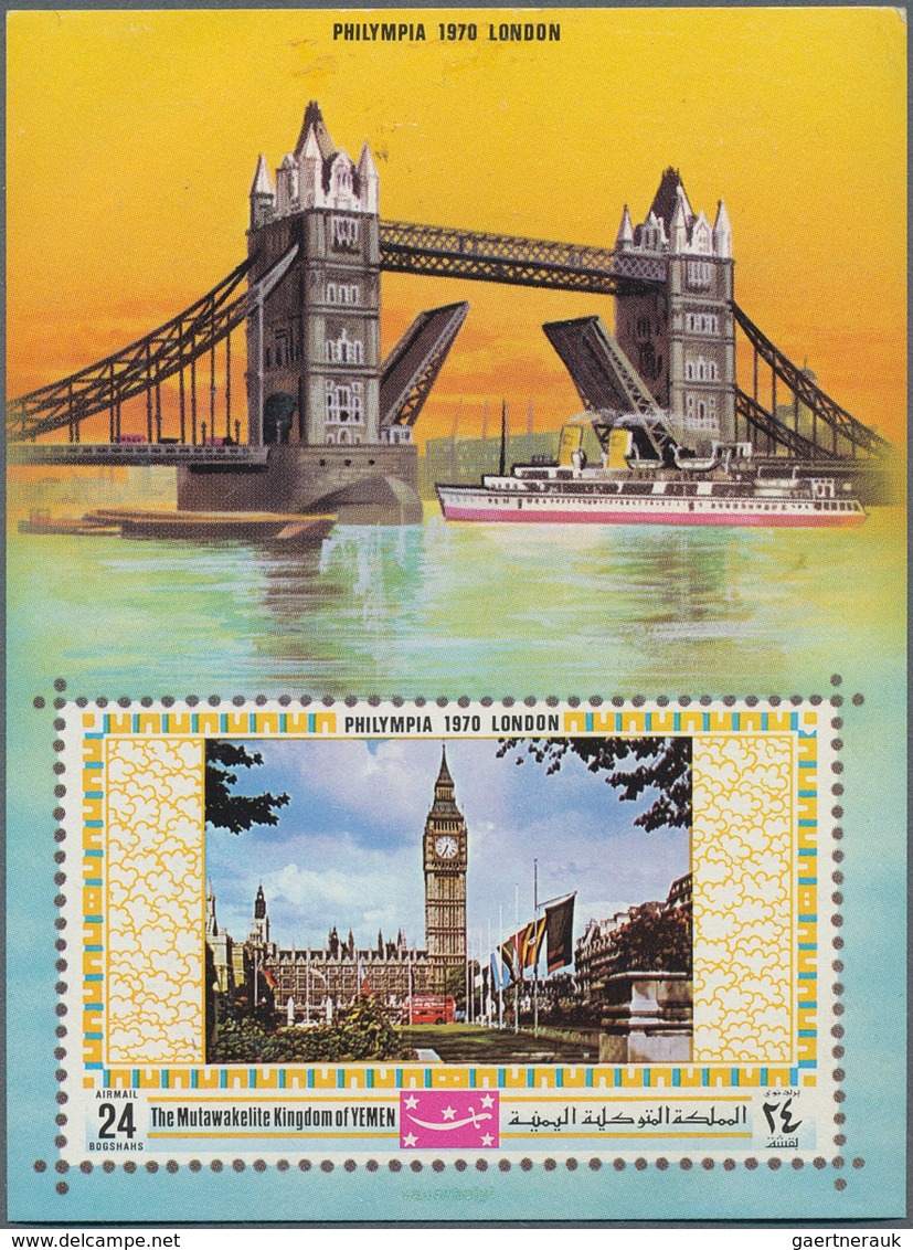 Jemen - Königreich: 1970, Stamp Exhibition PHILYMPIA '70 In London Imperf. Miniature Sheet 24b. 'Hou - Jemen