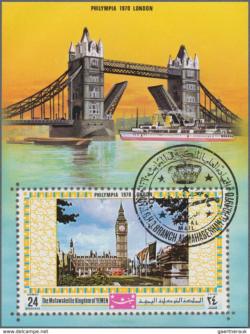 Jemen - Königreich: 1970, Stamp Exhibition PHILYMPIA '70 In London Imperf. Miniature Sheet 24b. 'Hou - Jemen