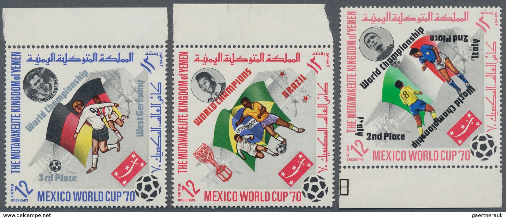 Jemen - Königreich: 1970, Winners Of The Football World Championship Mexico Duplicates Of The Perf. - Jemen
