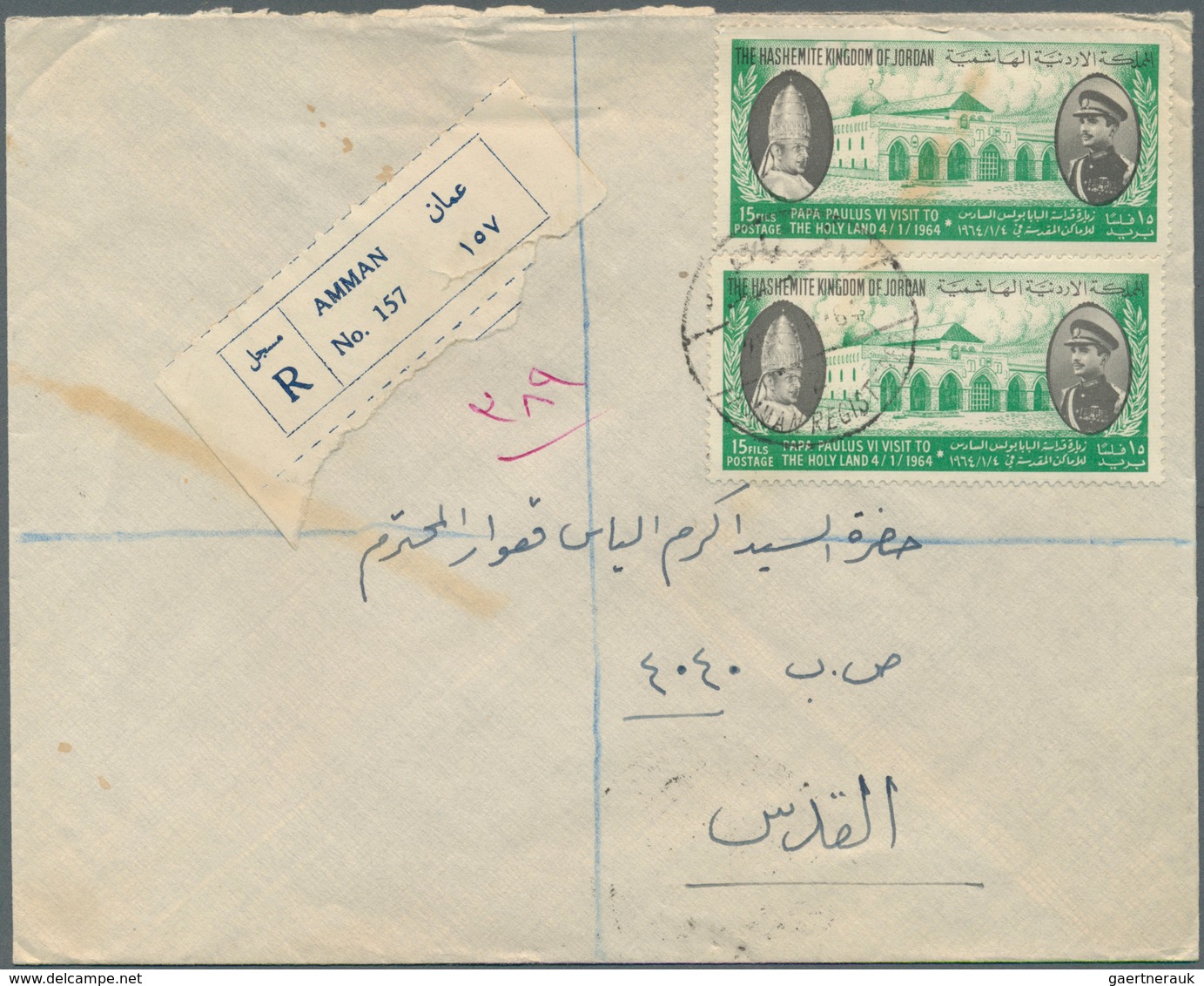 Jordanien: 1925-60, Box containing "Transjordan Cancellations Collection" on 1677 covers, most Amman
