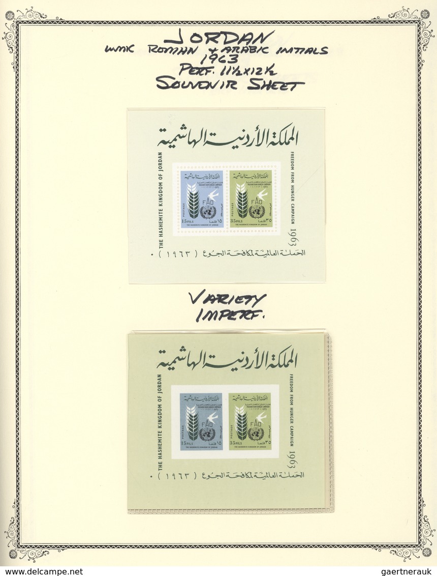 Jordanien: 1952-77, Comprehensive Collection in two Scott Albums including 1953 overprinted issues w