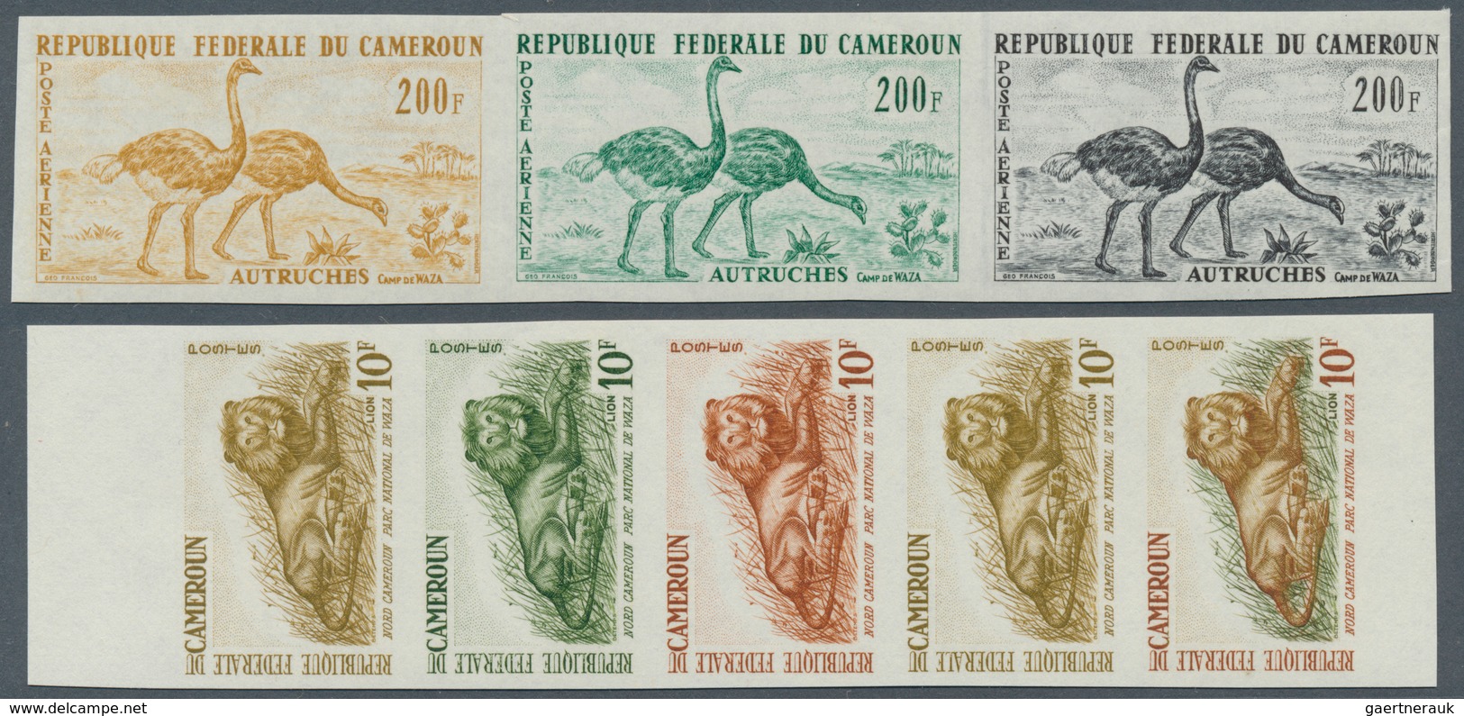 Kamerun: 1960/1965 (ca.), Bestand Von Ca. 470 UNGEZÄHNTEN PROBEDRUCKEN In Teils Unterschiedl. Farben - Cameroon (1960-...)